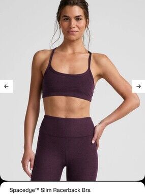 Beyond Yoga Slim Racerback Sports Bra - Eggplant Purple Heather